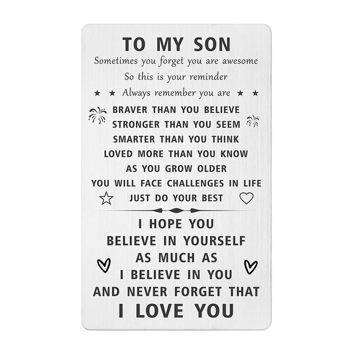 To My Son Gifts, Engraved Wallet Card for Son, Remember Whose Son You are New Year Granduation Gift Idea with Envelope