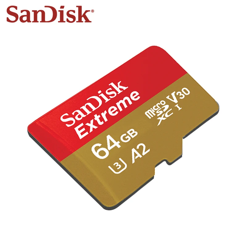 SanDisk-Cartão de Memória Extreme para Câmera Drone, Micro SD, TF, V30, 32GB, 64GB, 128GB, 100% Original, até 190 Mb/s