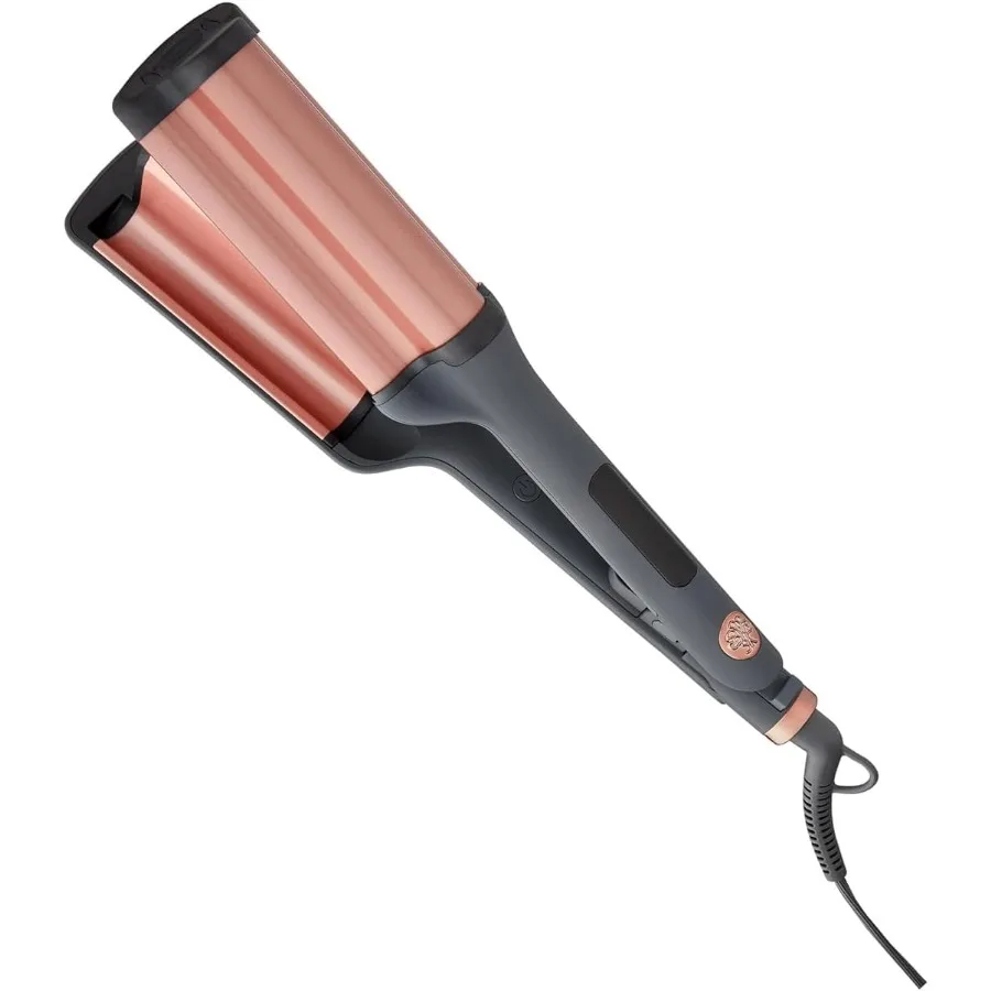 

Pink 3 Barrel Curling Iron for Beach Waves and Curls - Ceramic Tourmaline Crimping Iron - Hair Waver for Mermaid Waves - Reduce