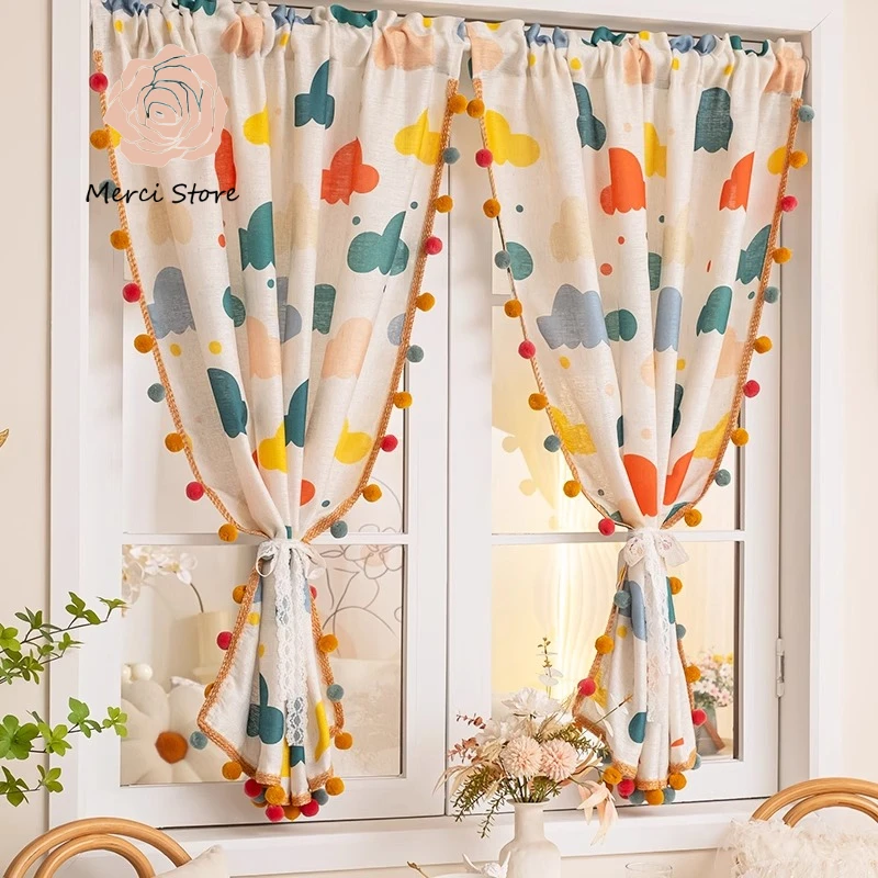 

Curtains for Living Room Childrens Colorful Ball Transparent Window Blackout Thermal Insulated Custom Size