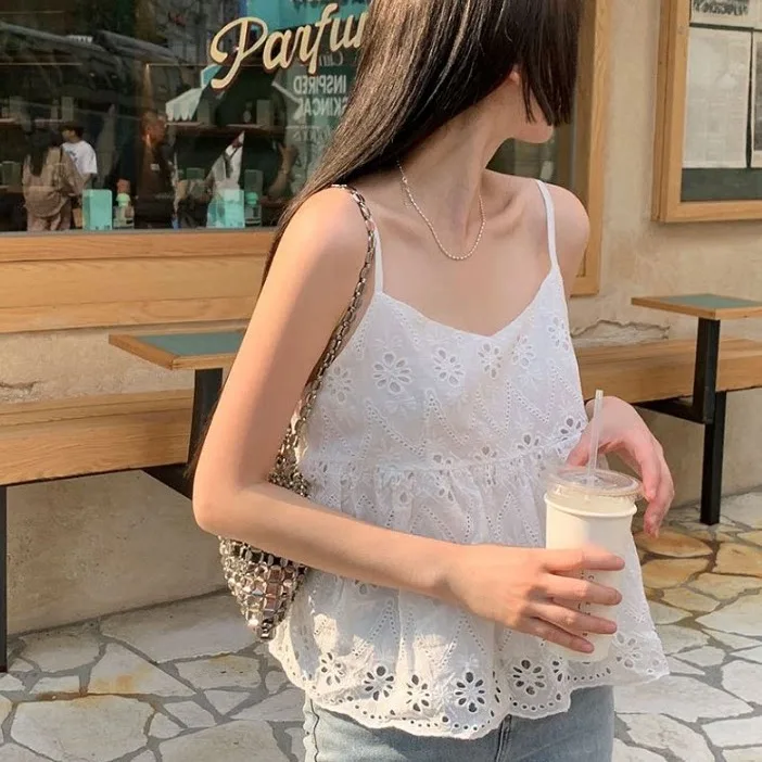 Sweet Style Lace Trim Women's Summer Vest 2026 Retro  Strap Print Holiday Regular Fit Short Length Non-Fur Lined Outerwear