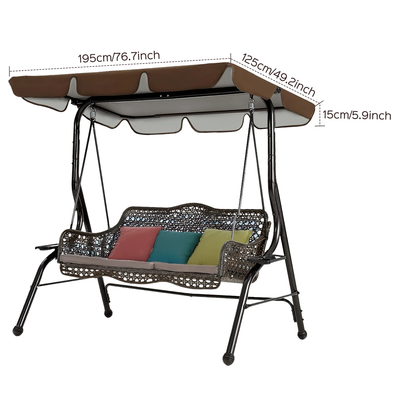 3-Person Patio Swing Canopy Cover , Weather-resistant Anti-UV Swing Top Cover, Heavy Duty Durable and Stable Rip-Resistant Garde