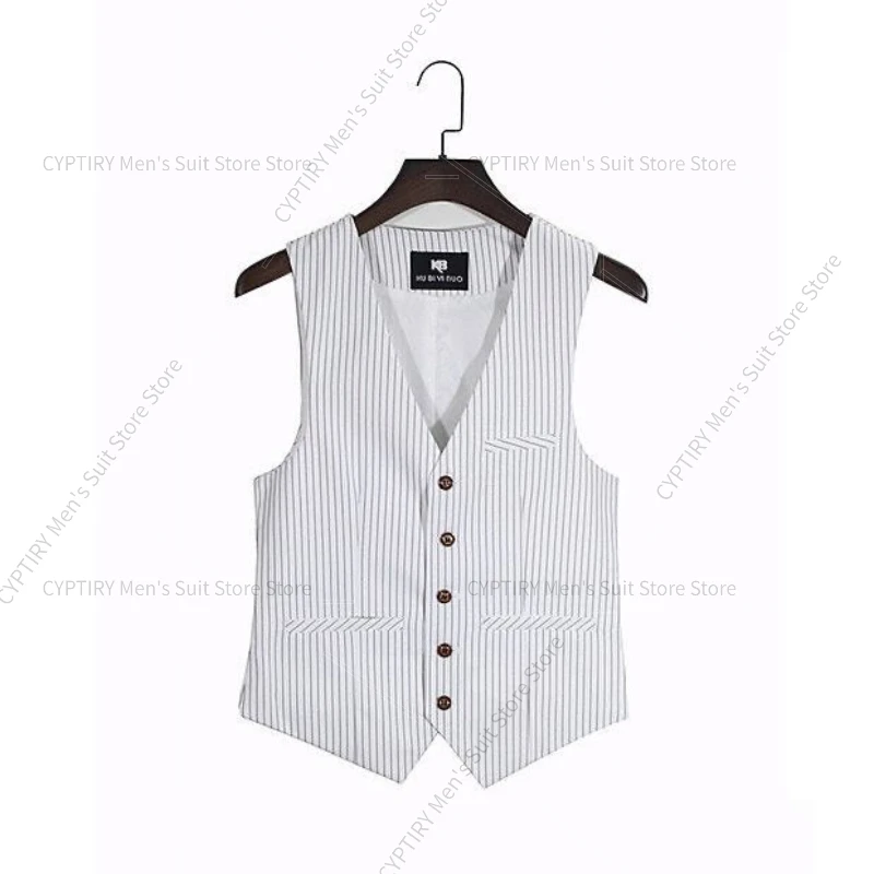 

Men's Retro Suit Striped Fashion British Slim Fit Waistcoat Small Vest Can Be Worn Under Shirt For Man