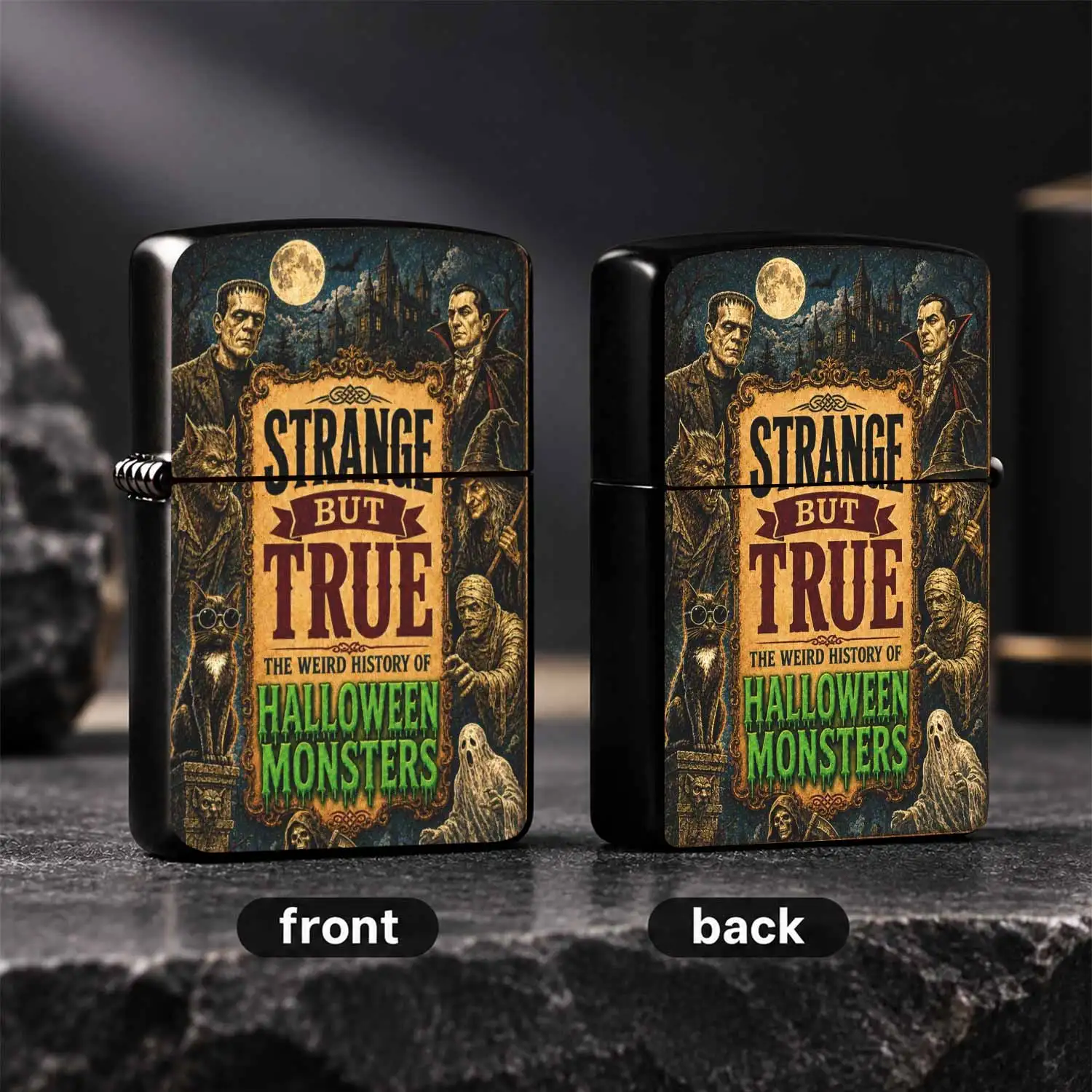 Vintage Halloween Monster Themed Lighter, Classic Spooky Legends Pattern Portable Igniter, Atmospheric Decorative Practical Item for Daily Use, Unique Creative Gift for Festival, Home, Outdoor an A Humorous And Interesting Lighter