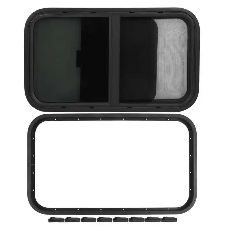 

Trailer Window Fully Airtight Strong Tempered Glass RV Window Tinted Protect Privacy 700x400mm with Insect Screen for