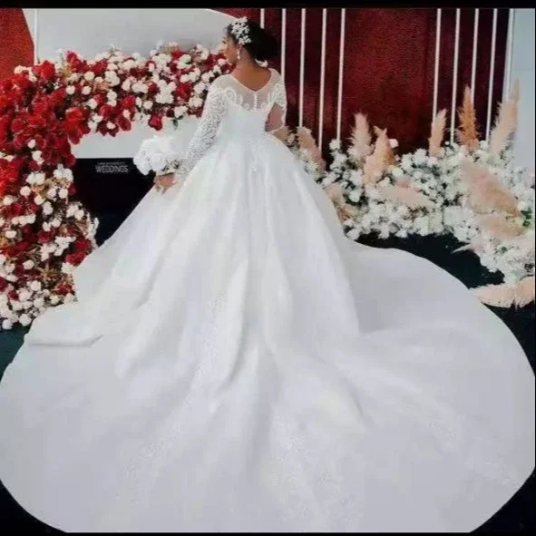 Personalizado de alta qualidade nova moda feito sob encomenda noiva renda manga longa personalizado vestidos de casamento nupcial 2023