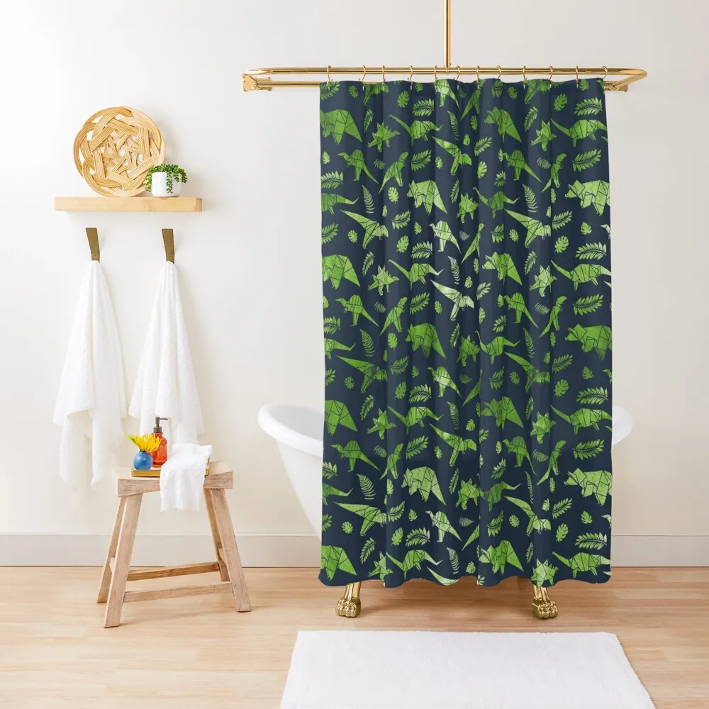 

Origami Dinosaur Jungle Shower Curtain Waterproof Shower And Anti-Mold Waterproof Fabric Shower Bathroom Box Bath Curtain