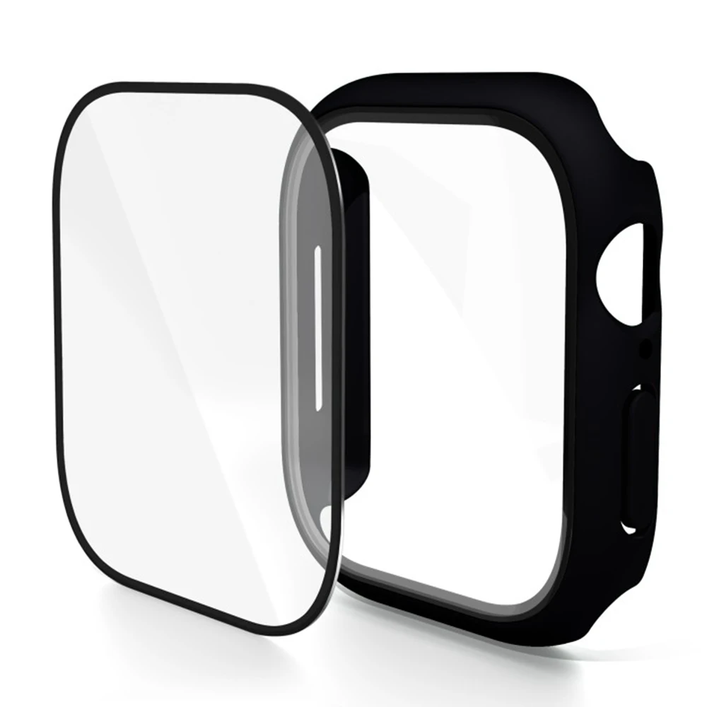 

WANLONFENG для Apple Watch Series 10, 42 мм, корпус для часов, рамка для ПК с защитной пленкой из закаленного стекла - черный - черный
