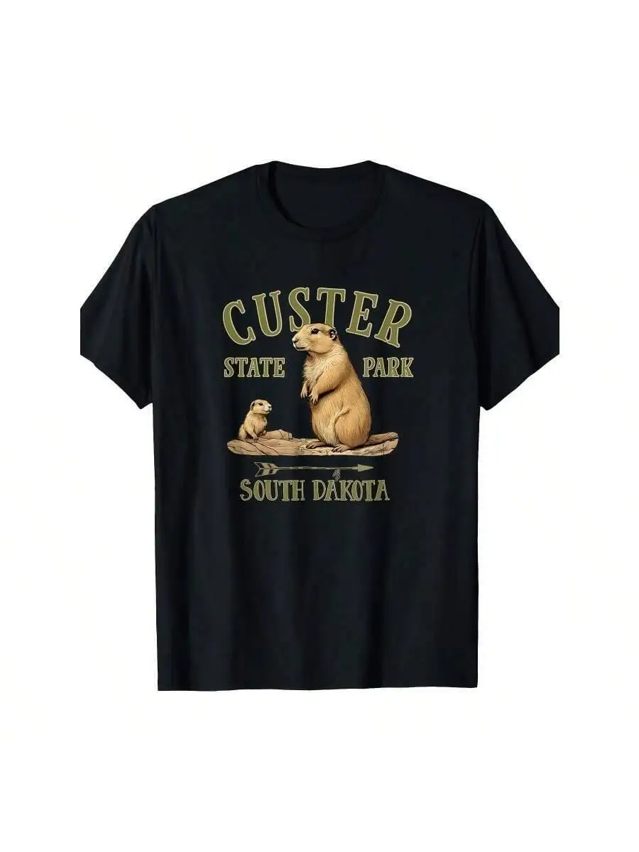 CUSTER STATE PARK SOUTH DAKOTA Prairie Dogs T-Shirt-220Gt T-Shirt 100% Cotton Trendy Y2K Short-Sleeve Tee-Soft, Quick-Drying,