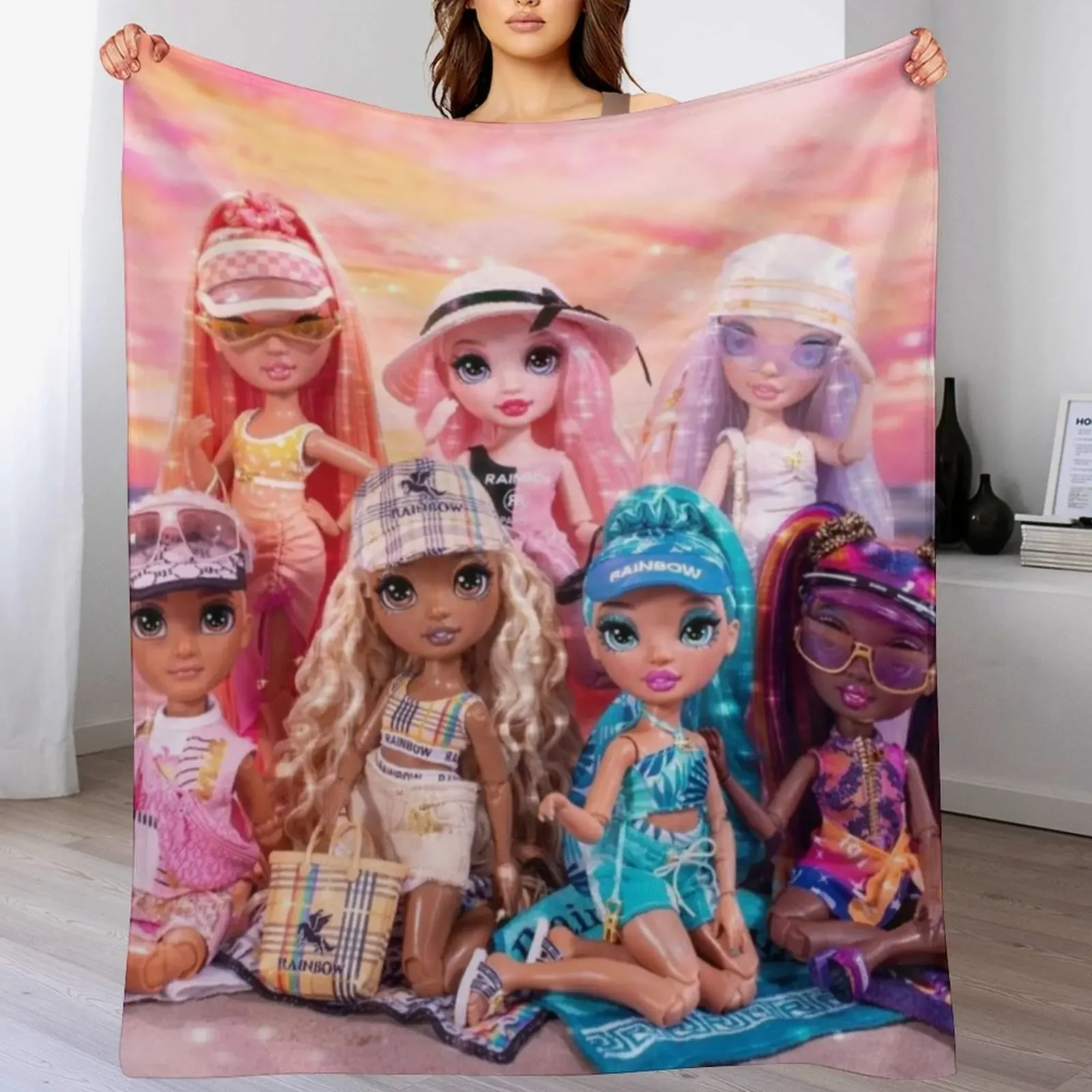 

Rainbow High Pacific Coast group artwork Throw Blanket Warm Throw Blanket Gift for Anniversary