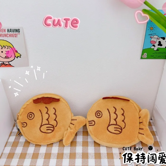 Monedero bonito de dibujos animados, billetera Kawaii, monedero de felpa portátil, llave, auricular, organizador de monedas, bolsa con cremallera, regalo para niños