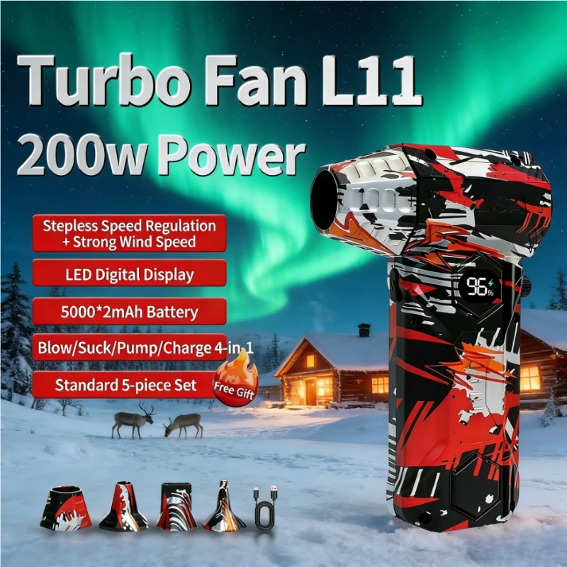 

Бесщеточный турбовоздуходувка L11: 450000 об/мин, 53 м/с, пылесос с сильным ветром и Type-C