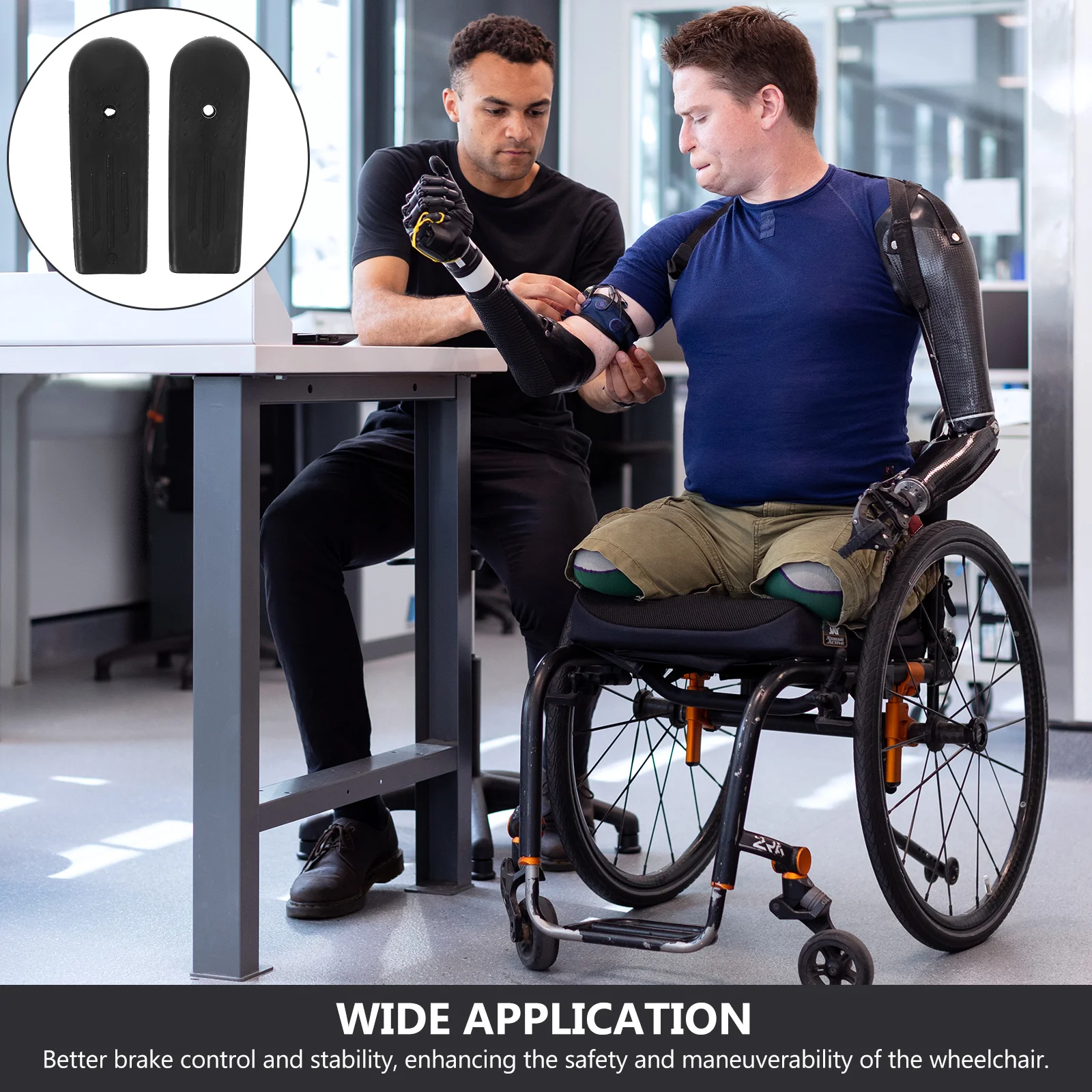 

1 Pair Wheelchair Brake Extension Handles Rubber Cover Replacement Easy Install for Better Brake Control Convenience Wheelchair