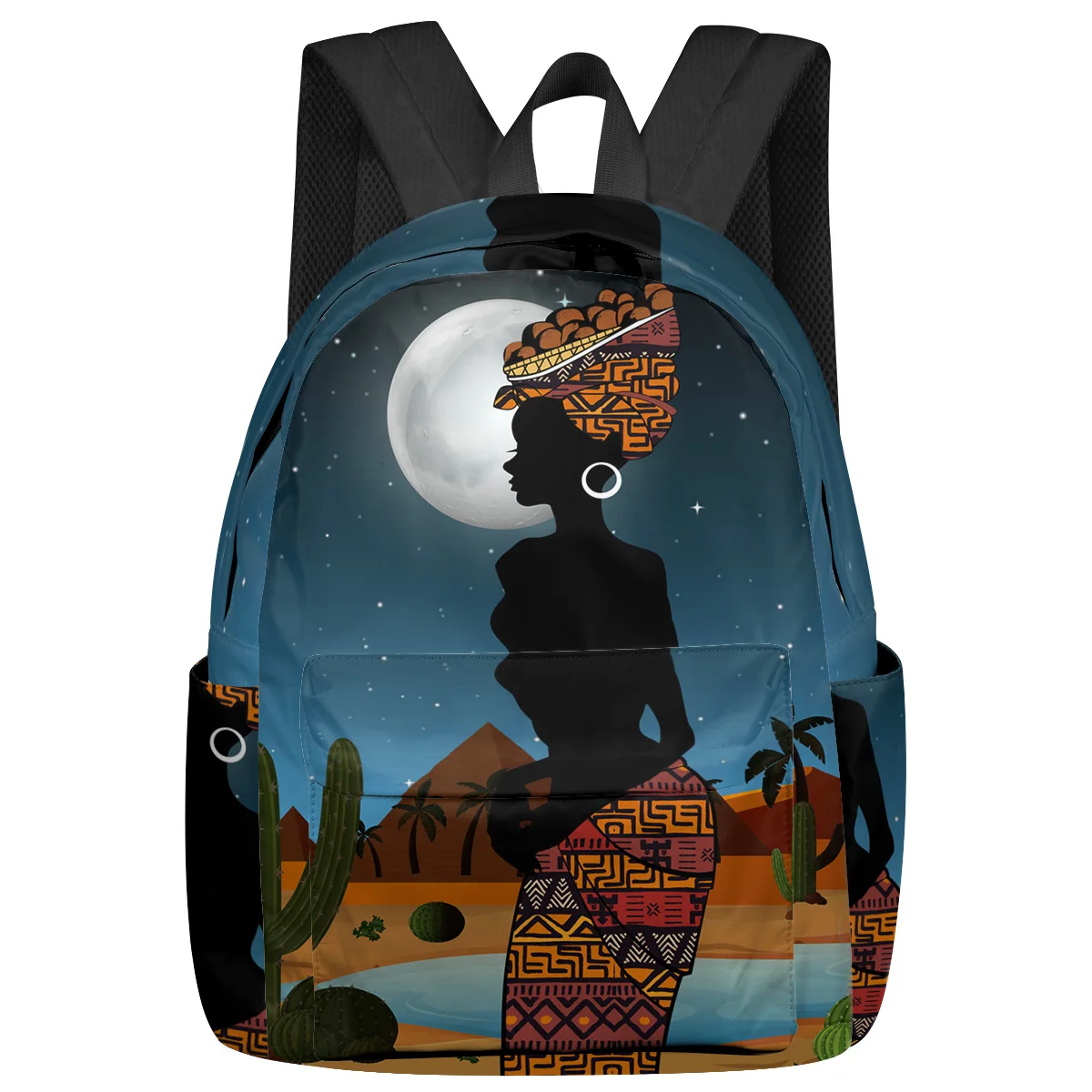 African Woman Desert Cactus Night Backpacks Teenagers Student School Bags Laptop Backpack Men Women Female Travel Mochila