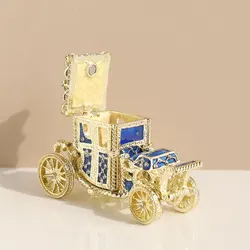1Pc Vintage Royal Carriage Style Enameled Trinket Box Hinged, Unique Gift for Family