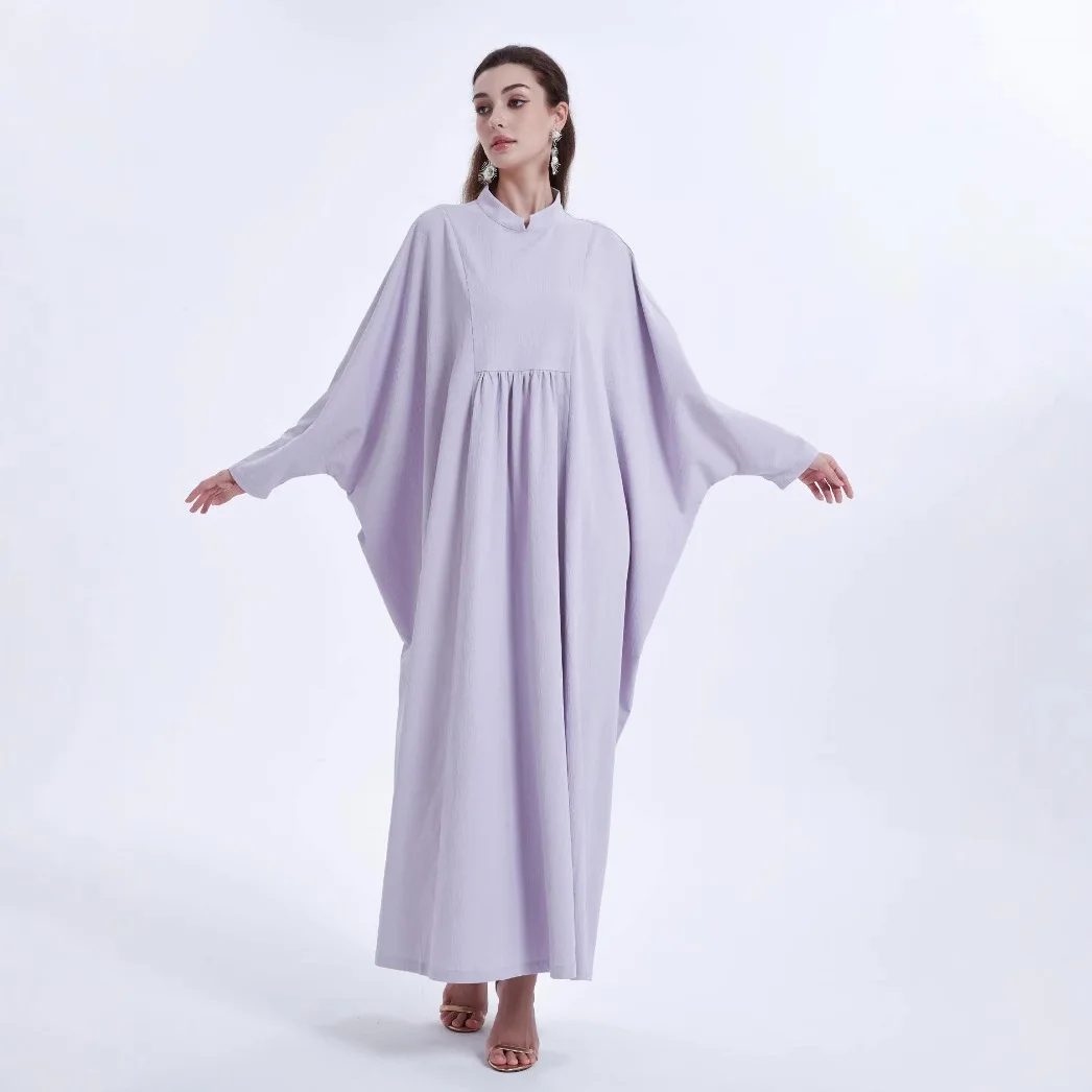 

Muslim women's kaftan pleated bat-sleeve loose dress Abaya MSL1752
