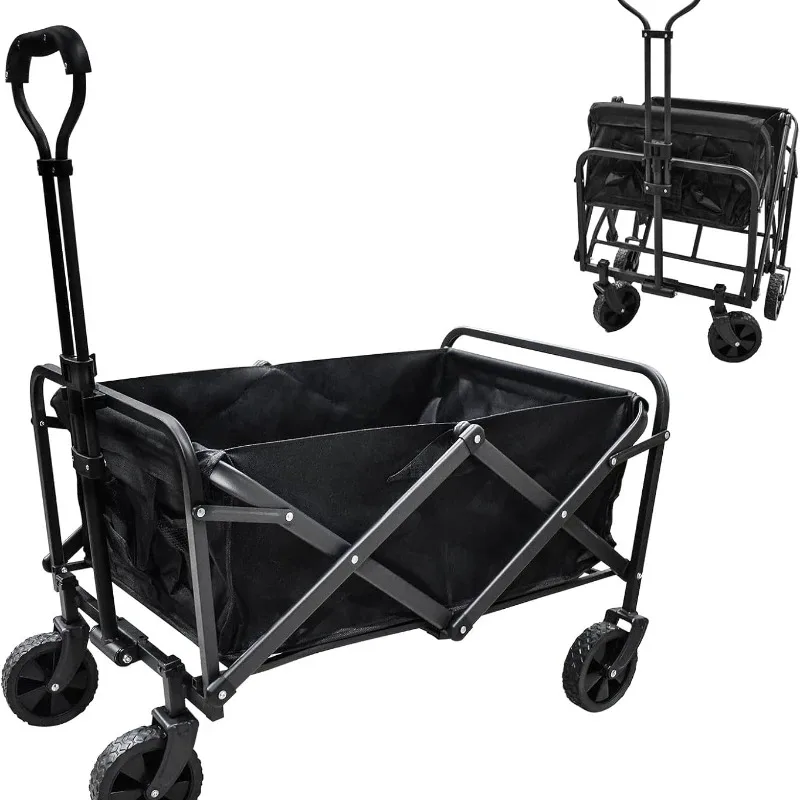 Beach Cart Large Capacity, Heavy Duty Folding Portable, Collapsible Wagon For Sports, Shopping, Camping