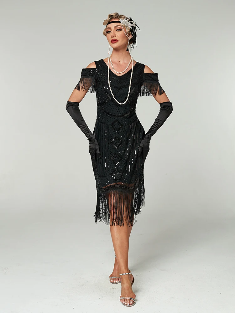 Dresses 1920s,Great Gatsby Dresses for Women Fringe Roaring 20s Costumes with 20s Accessories for Harlem Nights
