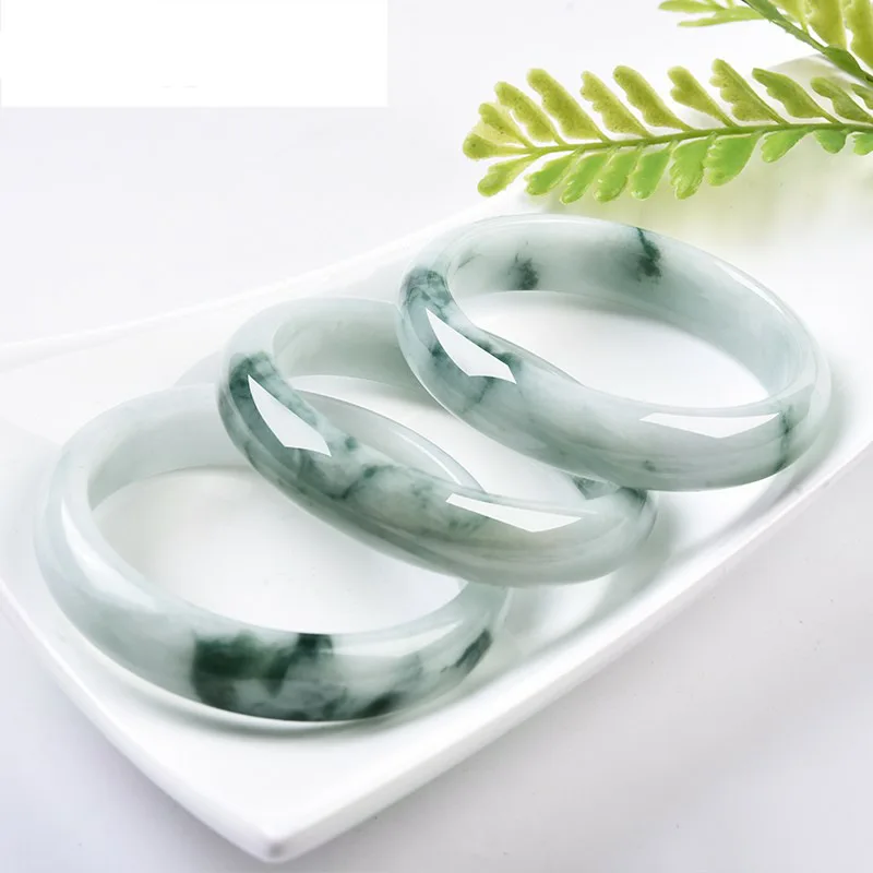 Certified Burma Jade Bangle Women Healing Gemstone Fine Jewelry Genuine Myanmar Grade A Jadeite Ice Floating Jade Bangles