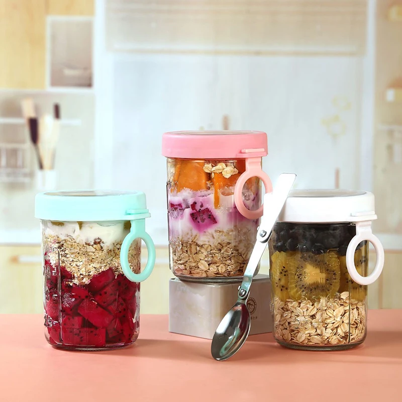 Breakfast Fruit Oat Yogurt Salad Cup With Lid And Spoon Food Storage Bento Box Fitness Fat-Reduced Taper Bowl Dessert Cup