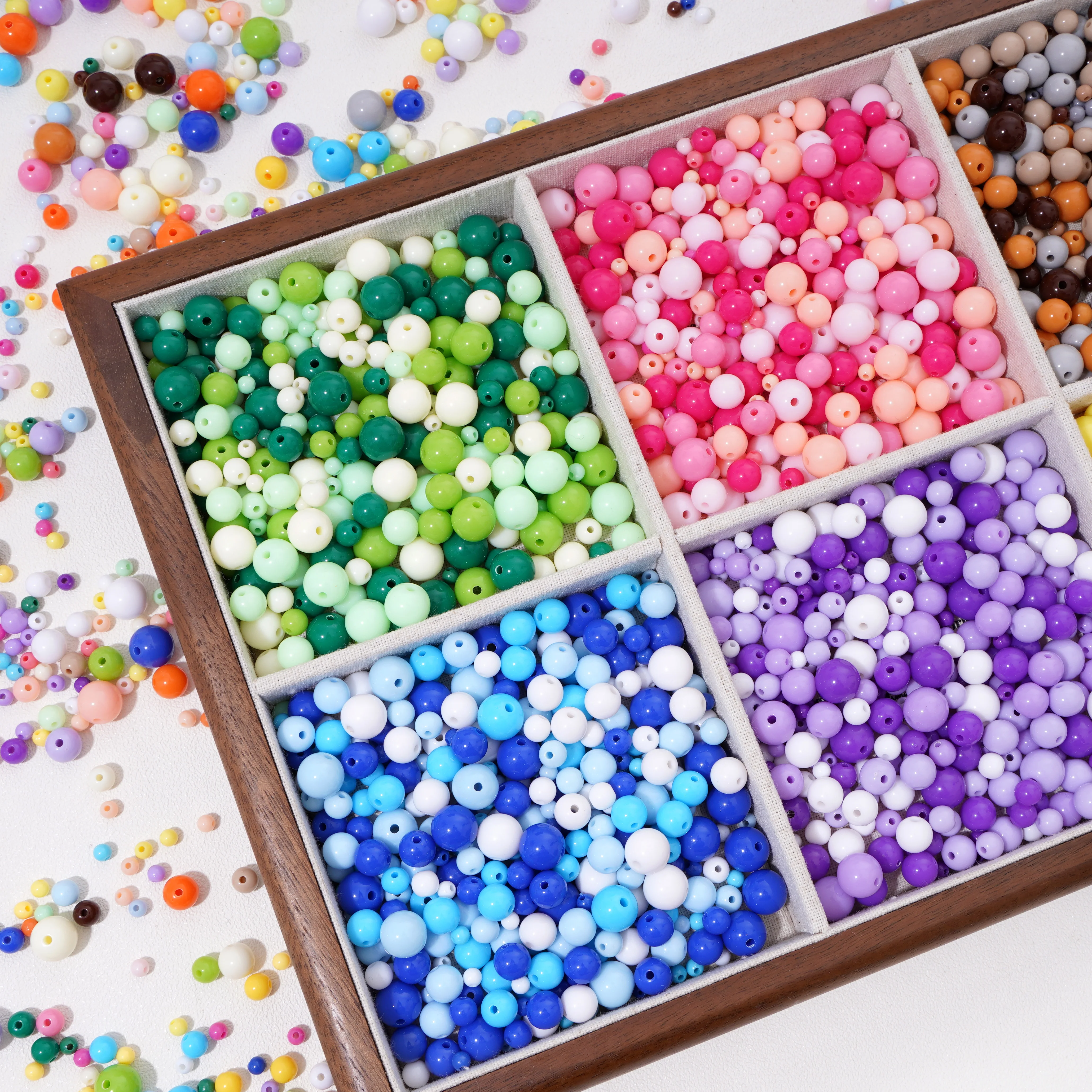 4-10mm Gemischte Größen Bunte Acryl-Rundperlen Schmuckherstellung DIY-Zubehör für Armband Halskette Schmuckherstellungsmaterialien