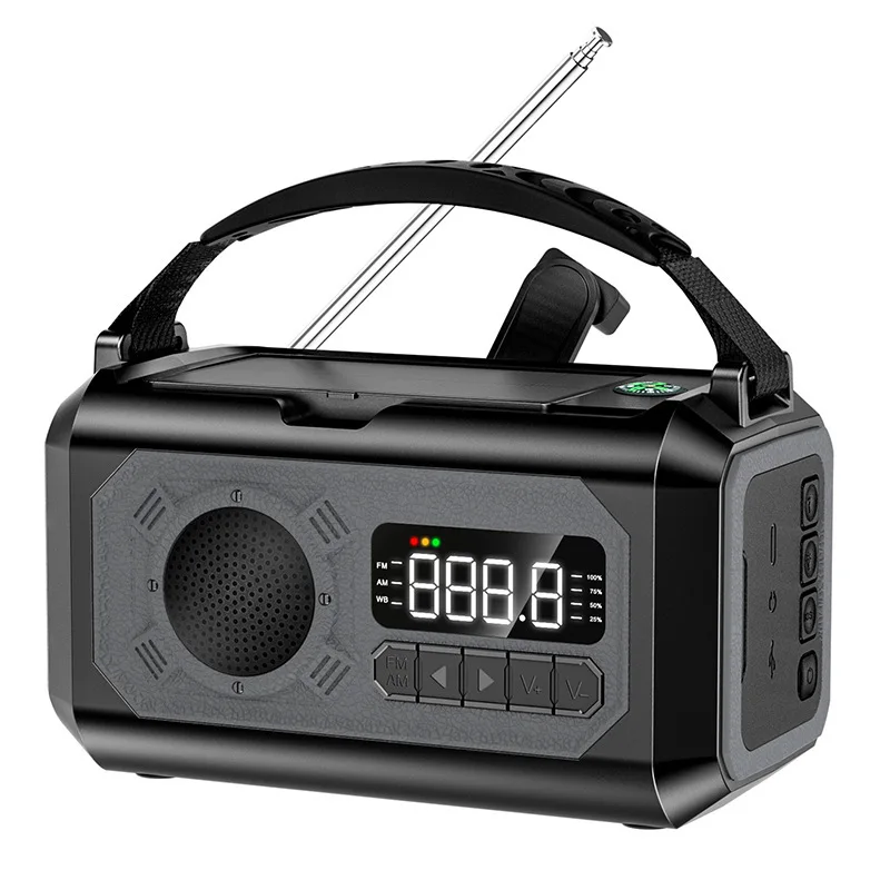 Portable Wireless Solar-powered Radio CH-17 AM/FM Radio Tuner Suitable With LED Lighting Lamp SOS Alarm for Camping and Hiking