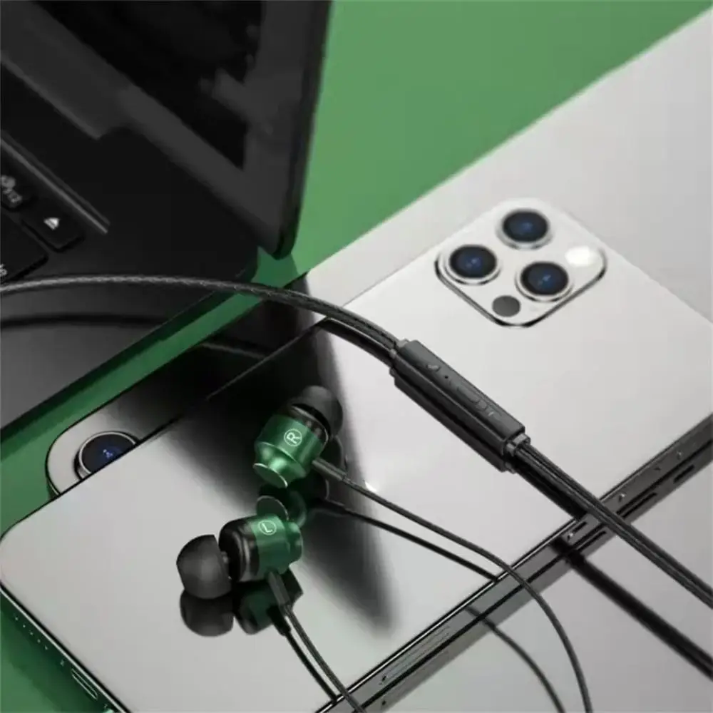 Écouteurs intra-auriculaires portables de 3.5mm, casque filaire stéréo, basses profondes, suppression du bruit, Microphone intra-auriculaire