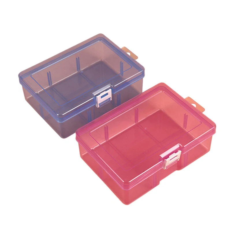 

1Pc Home Transparent Plastic Storage Box For Small Items Jewelry Hardware Crafts Cosmetic Storage Box Container Random Color