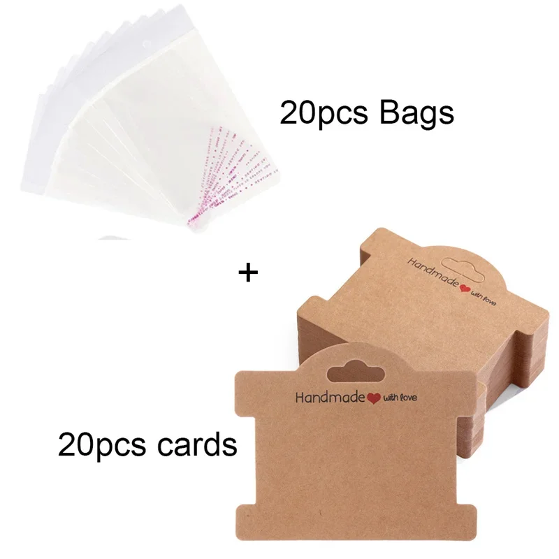 20/50 مجموعات ورقة أساور عرض مع أكياس ذاتية اللصق مجموعة قلادة حامل بطاقات كرتون DIY بها بنفسك النتائج تغليف المجوهرات