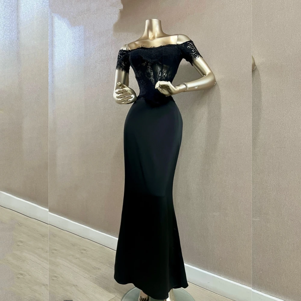 

Customized Evening Dress Pleat Lace Temperament Off-the-shoulder Mermaid Long Dresses Bespoke Occasion Elegant Party Wedding