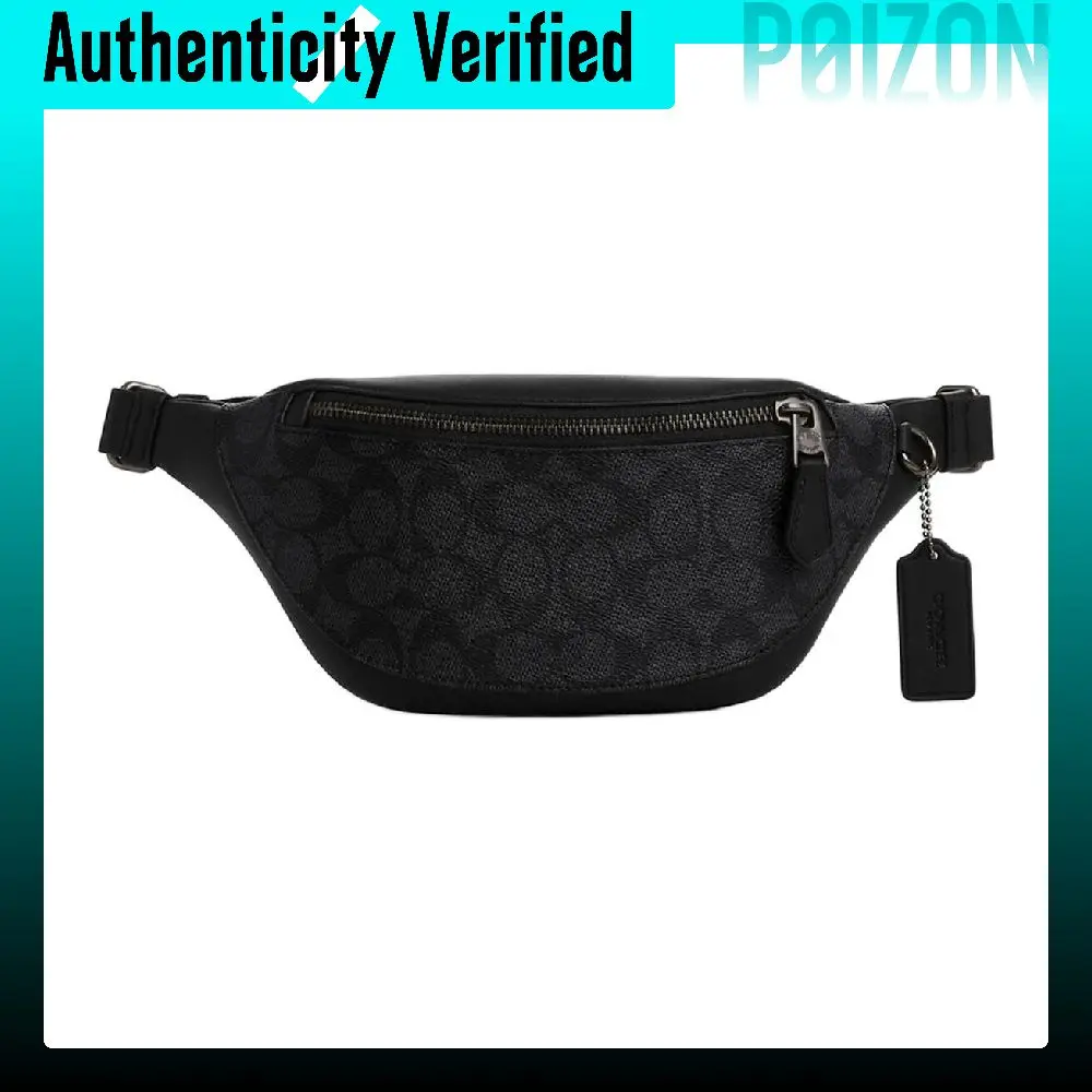 COACH Warren Coated Canvas With Leather Fanny Packs Large Men's Charcoal & Black CW369-QBMI5