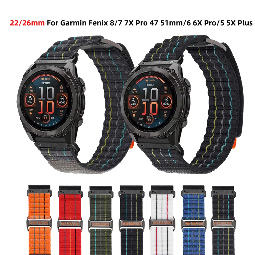

Quickfit 26mm 22mm Nylon Strap For Garmin Fenix 8 E 47mm 51mm 7 7X Pro 6 6X Pro 5 5X Plus Enduro 3 2 Wristband Strap Bracelet