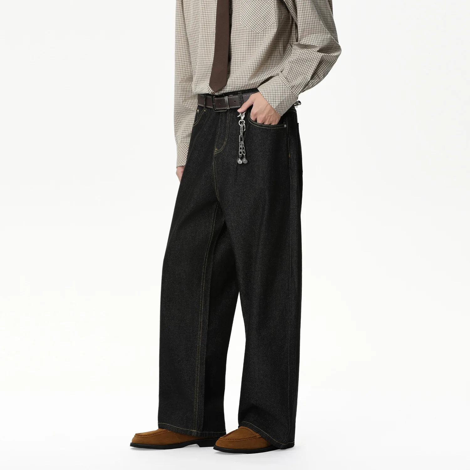 2026 Spring Drape Loose Wide-leg Original Cow Cleanfit Casual Straight Jeans Versatile Tide