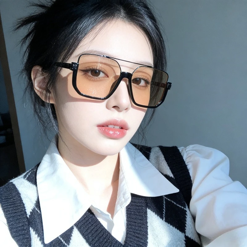 1/2 Stück Damen Klassische Doppelbrücken-Sonnenbrille aus Edelstahl, UV-Schutz, Vielseitig Einsetzbar