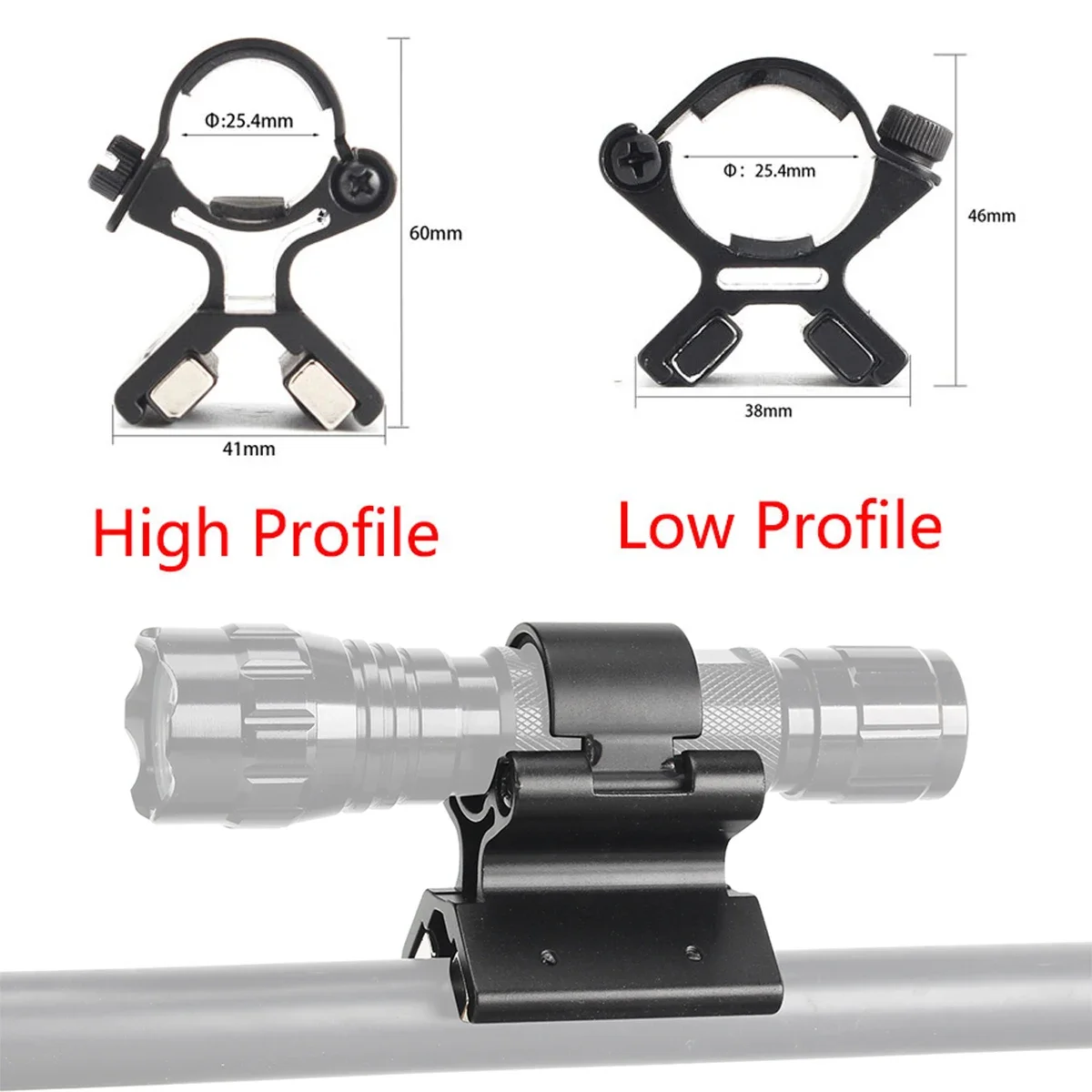 Magnet Flashlight Mount High Low Profile 24-27mm Diameter Ring Flashlights Holder Laser Magnetic Torch Bracket With Original Box