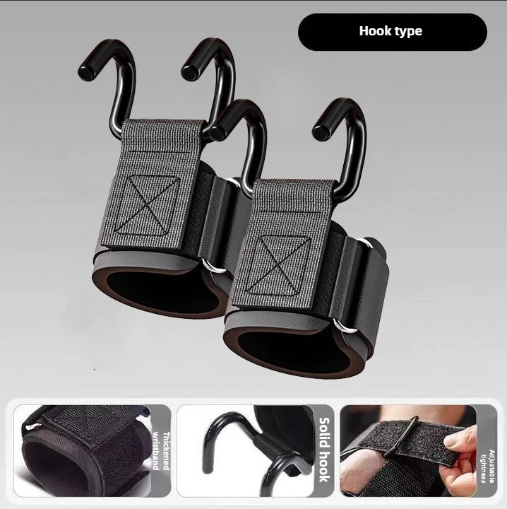 1 Paar Gewichtheffen Haakgrepen Met Polsbandages Handstang Polsband Gym Fitness Haak Gewichtsband Pull-Ups Power Lifting Handschoenen
