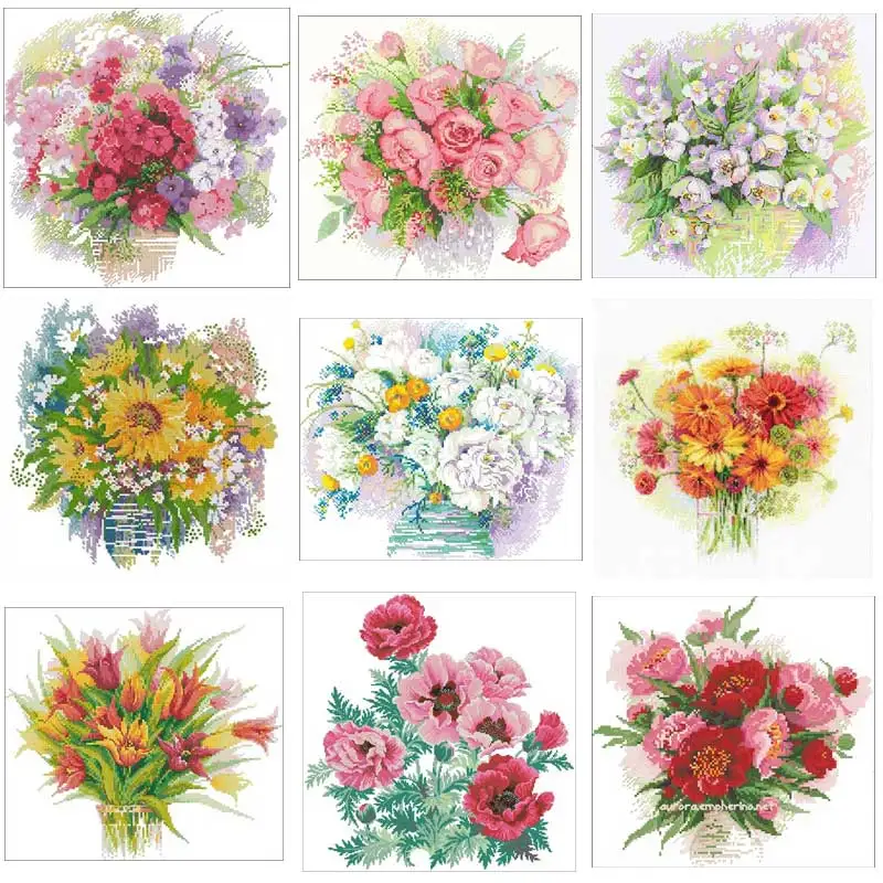 Riolis series flower patterns Counted Cross Stitch  11CT 14CT 18CT DIY Chinese Cross Stitch Kits Embroidery Needlework Sets