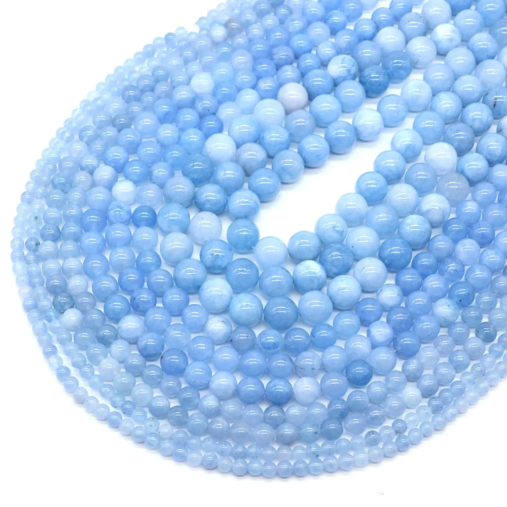 Natural Stone Aquamarine Beads Amethyst Round Loose Spacer Crystal Beads For Jewelry Gem Making DIY Bracelet Necklace 4/6/8/10mm