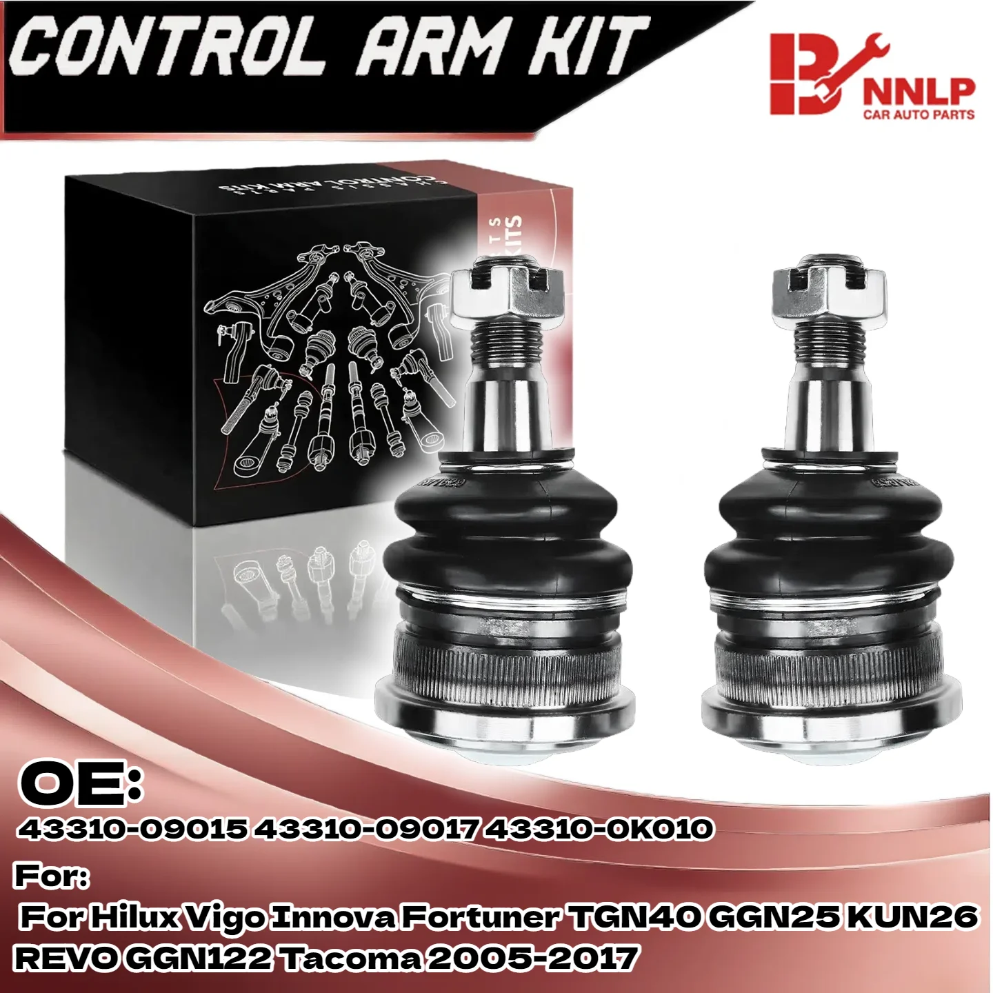 

Front Upper Ball Joints for Toyota Hilux Vigo Innova Fortuner REVO GGN122 TGN40 GGN25 KUN26 Tacoma 2005-2017 43310-09015