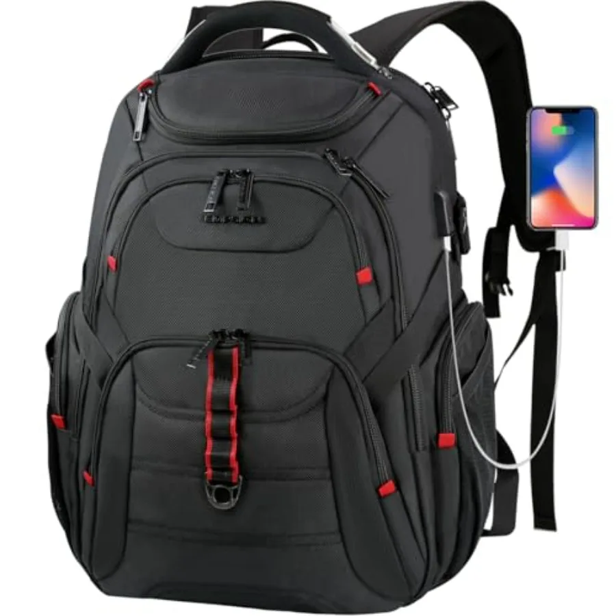 

Travel Laptop Backpack for men 17.3 Inch Computer Backpack 45L Anti-Theft Business Laptop Backpack with USB Charging Port Water