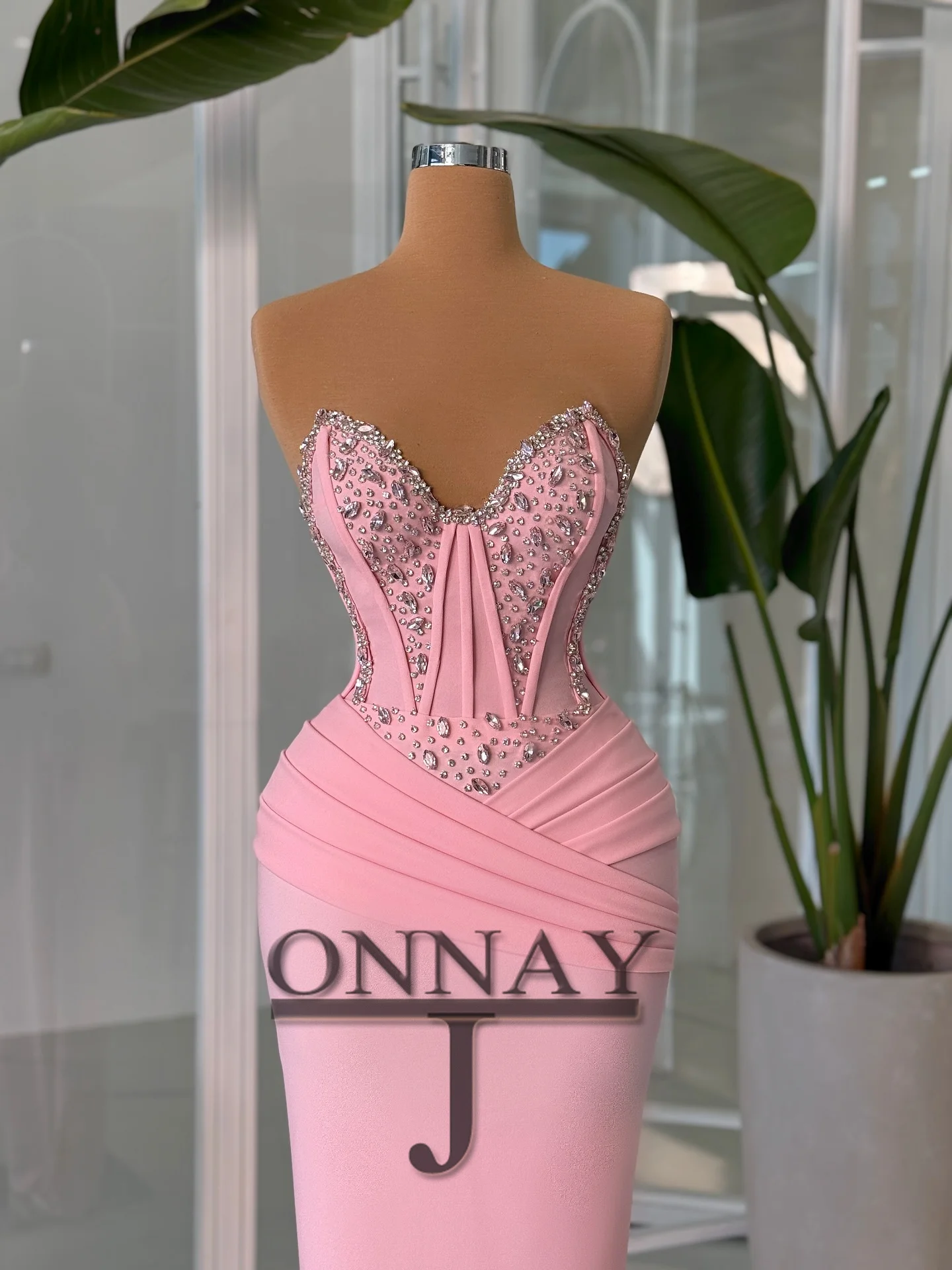 Vestidos De graduación De sirena rosa personalizados para mujer, corsé con cristales, Gala árabe saudita, vestido para ocasión a medida, Vestidos De Fiesta Plus