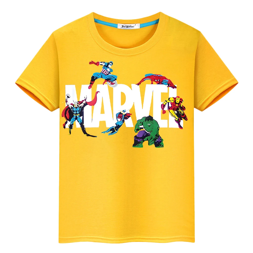 t shirt for kids boys 10year Marvel Kawaii  Print 100%Cotton pride tshirt y2k one piece The Hulk Anime Short  kids clothes girls