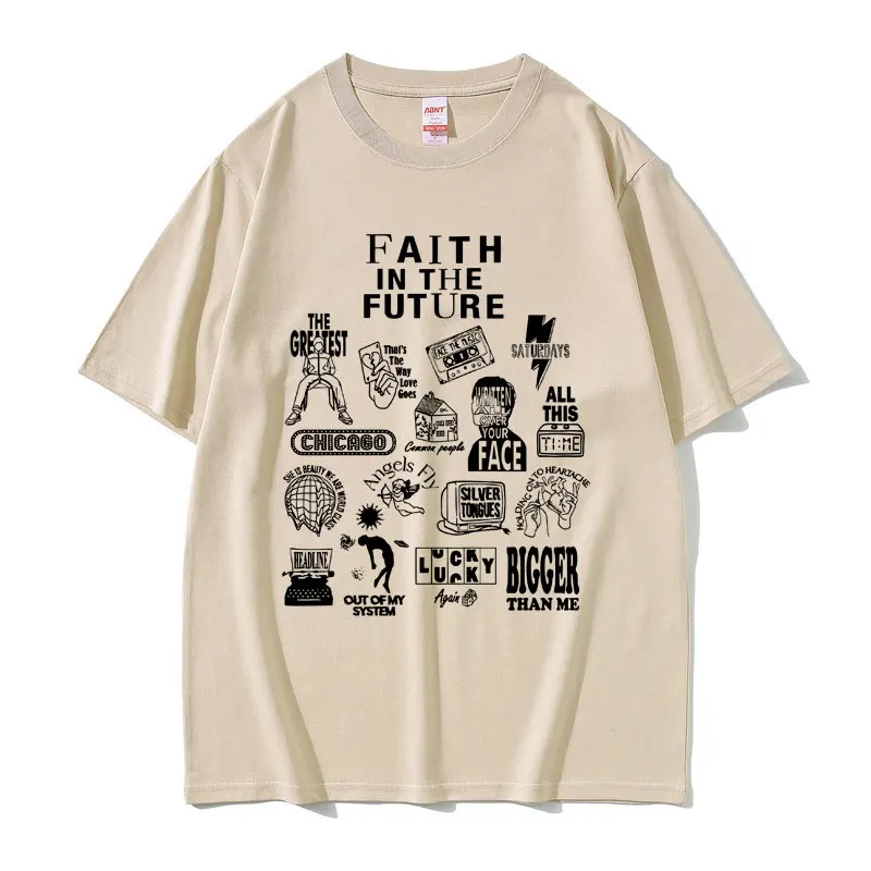 Limited Edition Faith in The Future Concert Print Tshirt Male Black Tshirt Men's Oversized T Shirts Men Hip Hop Fashion T-shirts