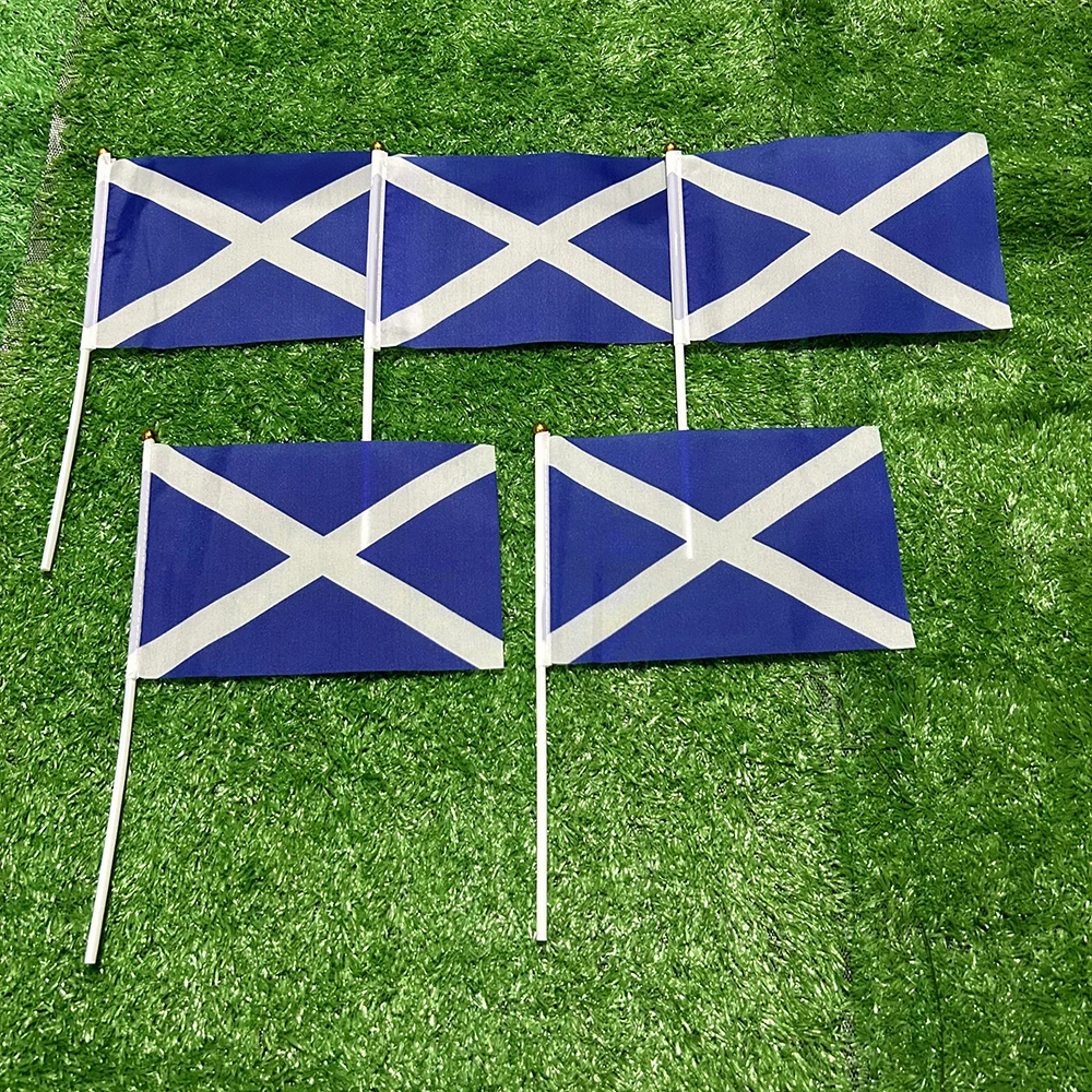 SKY FLAG Scotland hand Flag 10/20/50/100pcs 21*14cm Scotland Hand Waving Flags With plastic pole For Sports Activity Home Decor