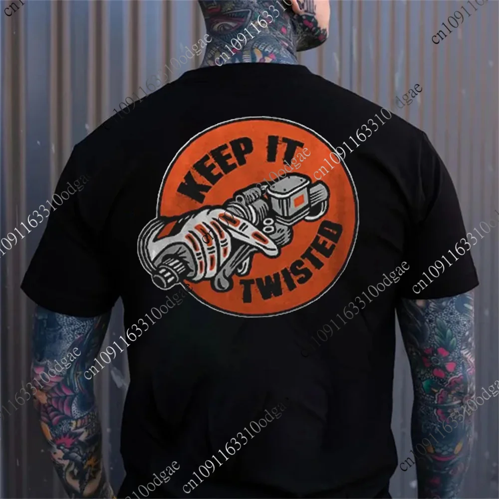 

KEEP IT TWISTED Motor Head Graphic Casual Print T-shirt Men Harajuku Street Motor Cotton Tee Summer Casual T Shirt Men Women Top