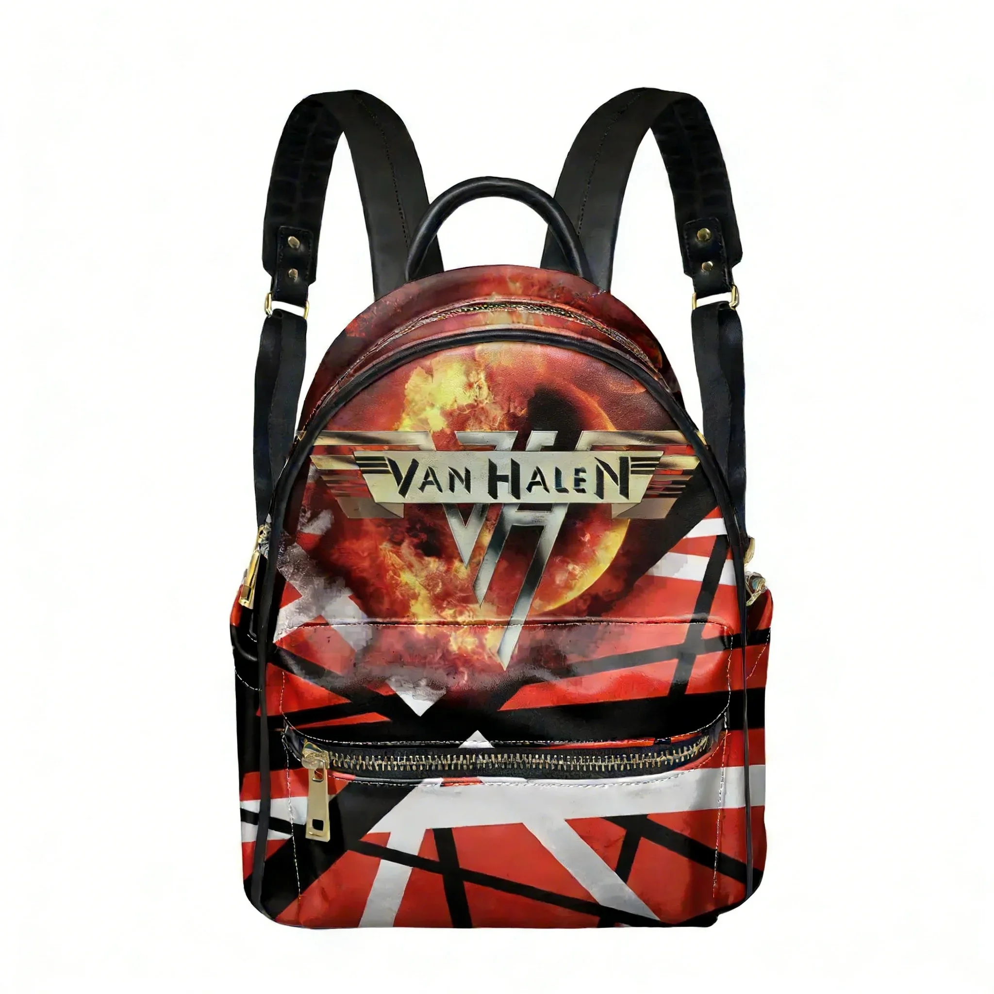 

Van Evh 5150 Stripes Halen Rock Band Backpack Womens Men Double Shoulder Bag Business Travel Bookbag Rucksack Gift Daypack