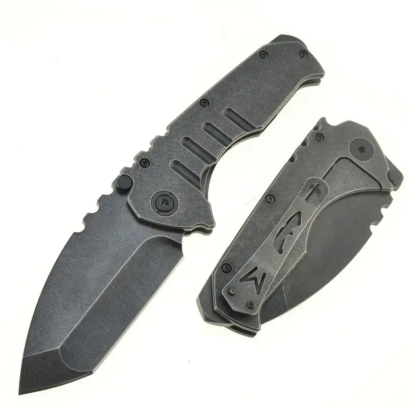 Outdoor Folding Knife 9cr18mov Blade Stone Wash Steel G10 Handle Camping EDC Pocket Knives