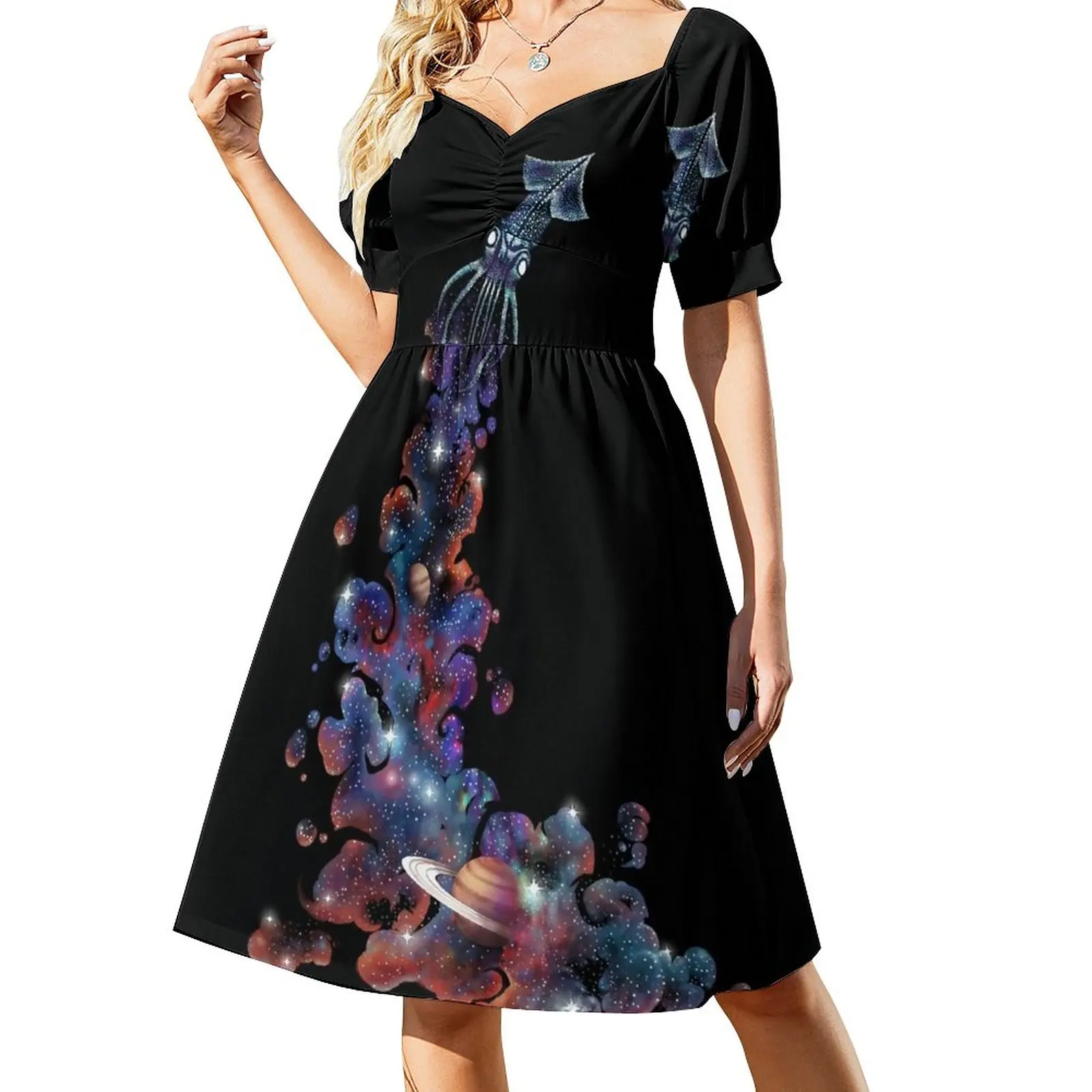 Vestido feminino sem mangas Cosmic INK, Vestidos para mulheres, Elegante, Luxo