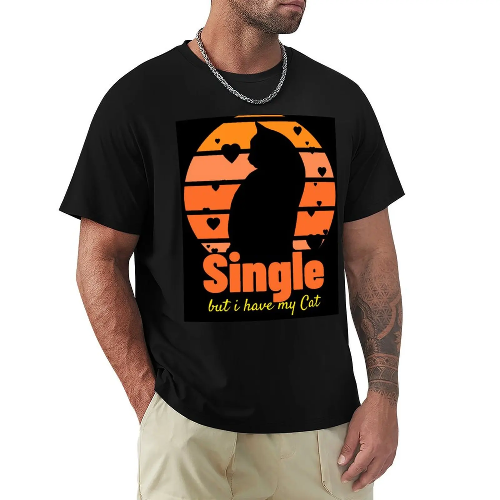 

Single but I have my cat T-Shirt summer shirt designer shirts essential t shirt mens clothes