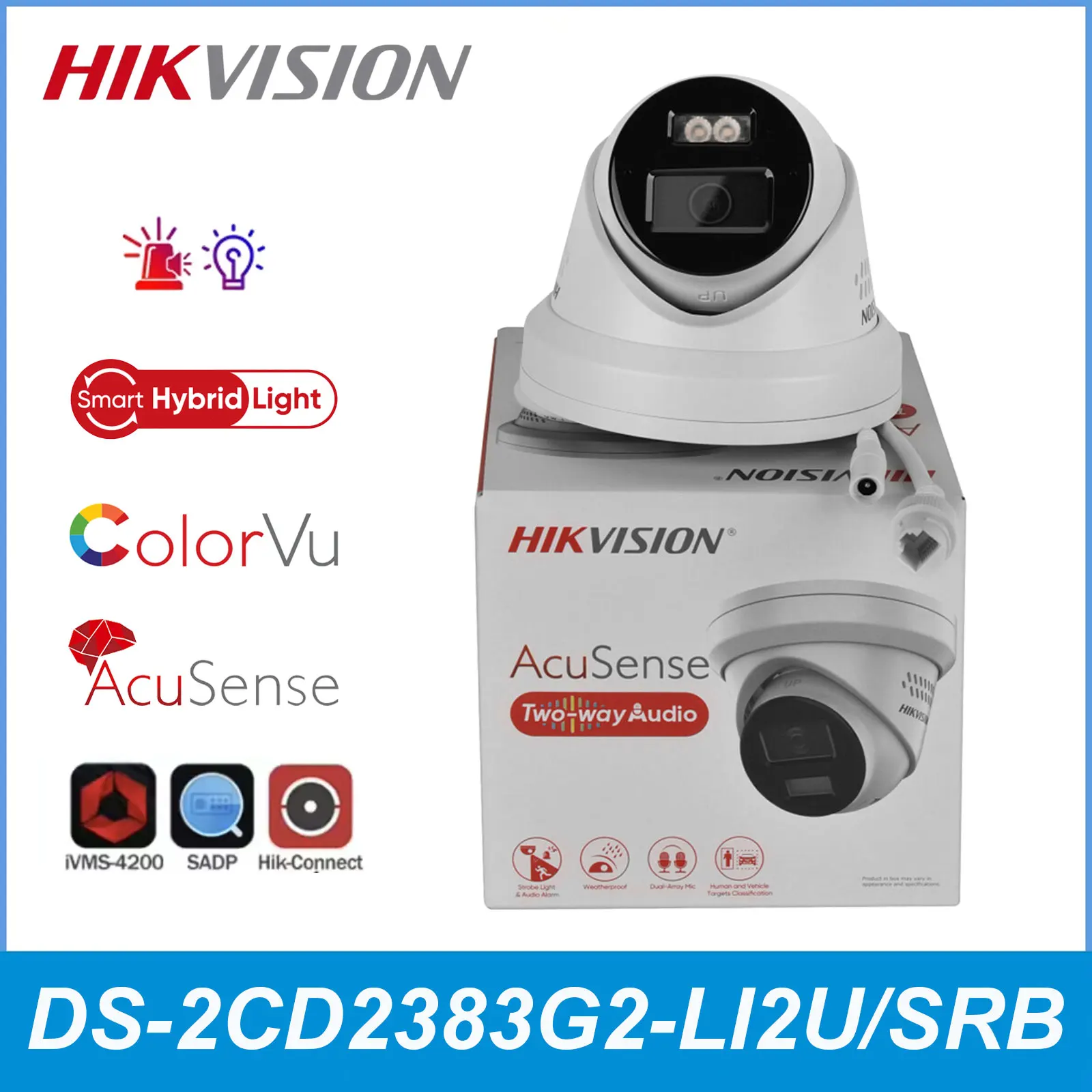 Hikvision DS-2CD2383G2-LI2U/S(L)(RB) 8MP Acusense Strobe Light and Audible Warning & Smart Hybrid Light PoE IP Turret Camera